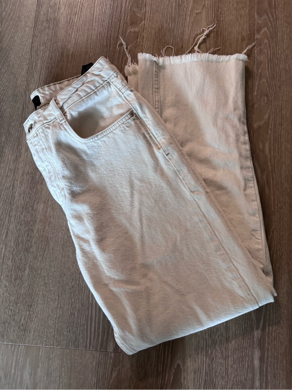 Bone White Kick Flair Mid Rise Jeans